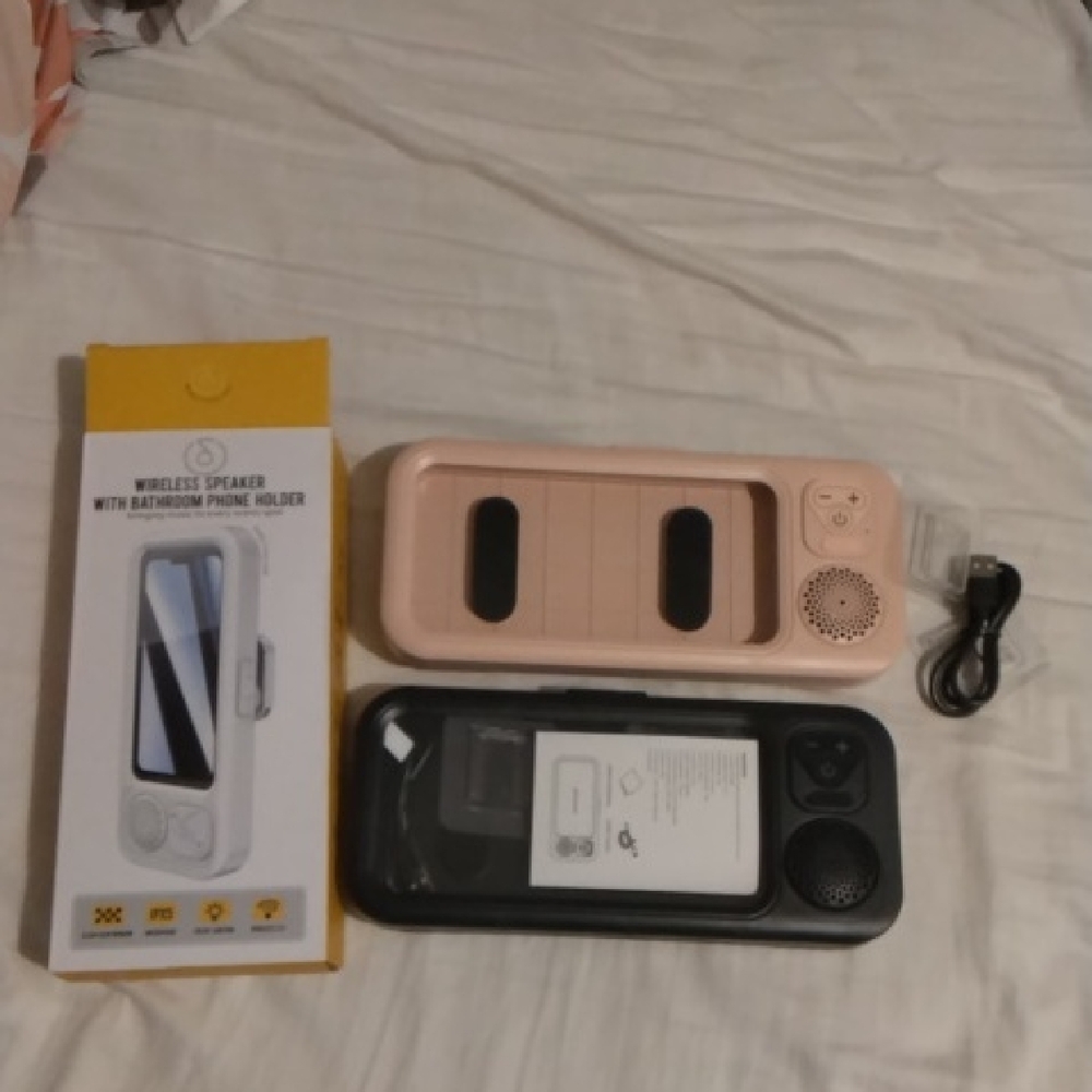 Wireless Bluetooth Shower Speaker Phone Holder - Pink